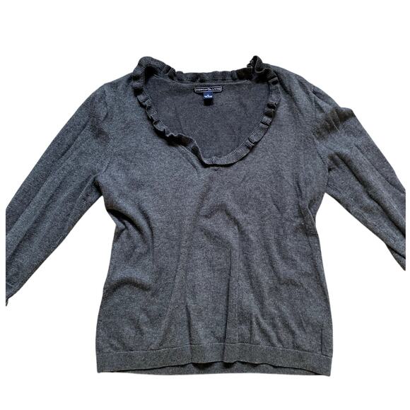 American Living Knit Ruffle Medium Gray Sweater Twee Coquette Heritage Academia - Picture 1 of 4